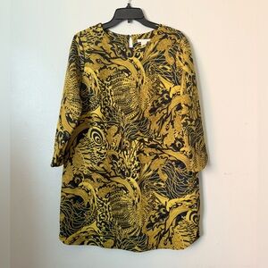 H&M Gold & Navy Floral Mini Tunic Dress